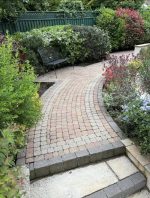 ground tidied bench clean with flowers